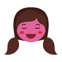 cartoon woman happy head kawaii character