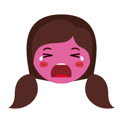 cartoon woman crying head kawaii character