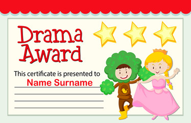 Obraz na płótnie Canvas A drama award certificate