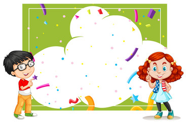 A cloud party card template with kids