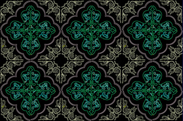 Vintage ceramic tiles wall decoration.Turkish ceramic tiles wall background