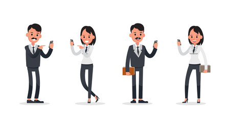 business people poses action character vector design no5