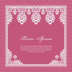 Wedding card or invitation template with a filigree lace floral pattern