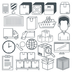 logistic services set icons