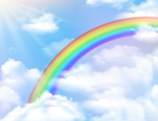 Rainbow And Clouds Background