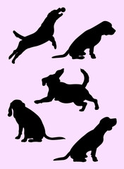 Beagle dog silhouette 03. Good use for symbol, logo, web icon, mascot, sign, or any design you want.