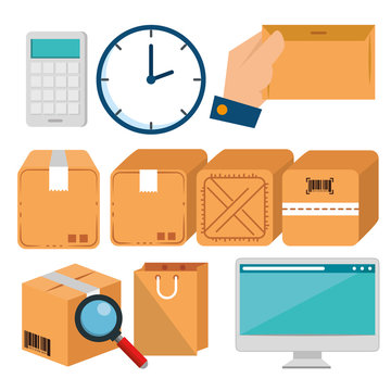 logistic services set icons