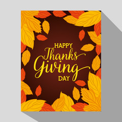 happy thanks giving card with floral decoration