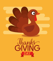 happy thanks giving card with turkey