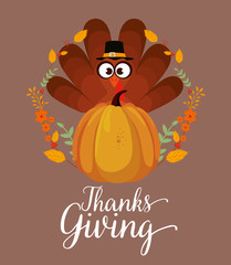 happy thanks giving card with turkey