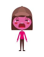 cartoon woman furious kawaii character