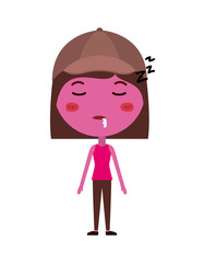 cartoon woman asleep kawaii character