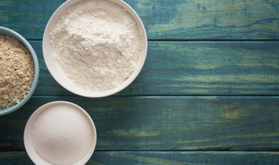 Baking Background on a Blue Wood Tabletop