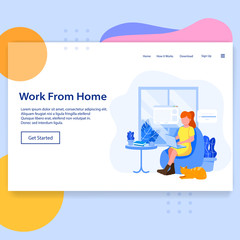 Work From Home Landing Page Vector Illustration