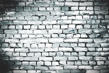 Black and white grunge brick wall. Old construction stones.