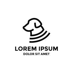 Dog with Digital Collar Simple Outline Design