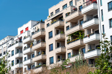 Newly built apartment buildings seen in Berlin, Germany