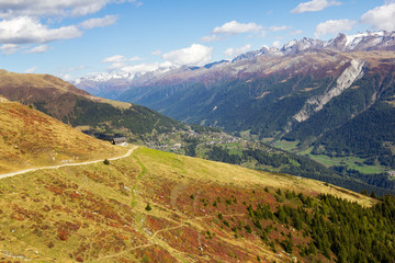 Valley Fieschertal in colorful autumn, Canton Valais, Switzerland