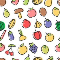 Vegetable and fruits organic food seamless pattern vector