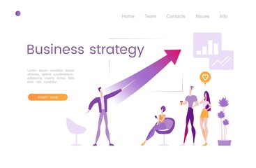 Business strategy website page template, vector illustration