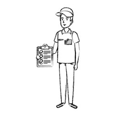 delivery worker with checklist character