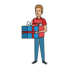 delivery worker with gift character