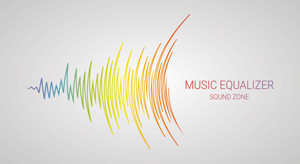 Music wave logo. Color pulse audio player - obrazy, fototapety, plakaty