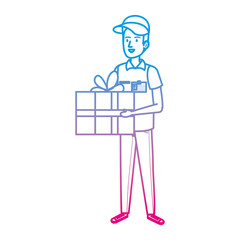 delivery worker with gift character