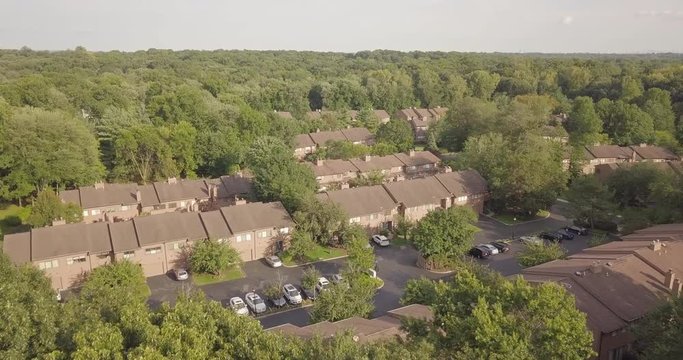 Drone Flying over complex moving right