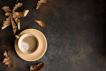 Cocoa and autumn leaves