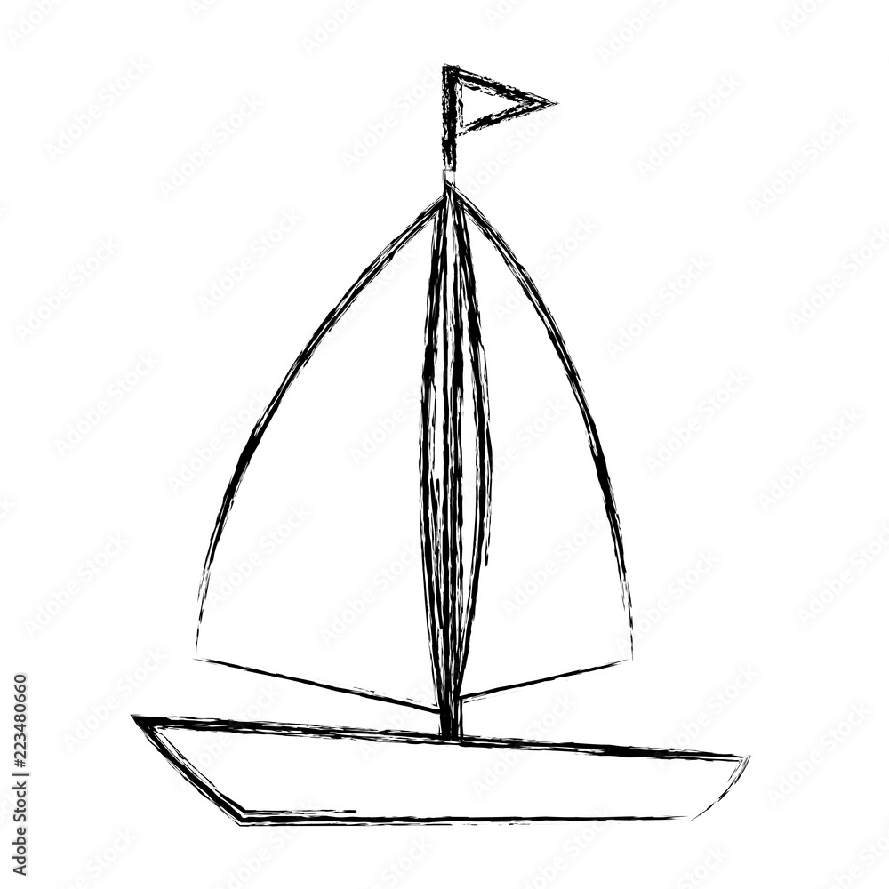 Sticker sail boat isolated icon