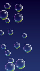 ubble with Hologram Reflection. Set of Realistic Water or Soap Bubbles for Your Design.