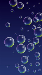 ubble with Hologram Reflection. Set of Realistic Water or Soap Bubbles for Your Design.
