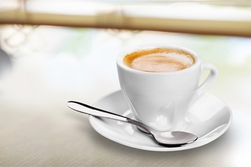 Black coffee in white cup