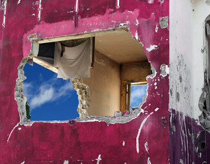 broken wall of an house
