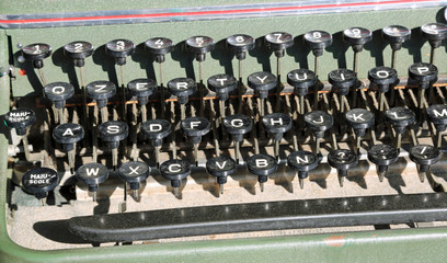 keyboard of a typewriter at flea market