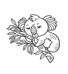 Naklejka premium Rysunek ręka wektor koala w stylu cartoon. Szkic konturów zwierząt