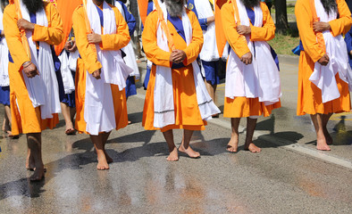 Sikh celebration with men without shoes
