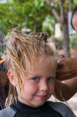 the little girl is braided