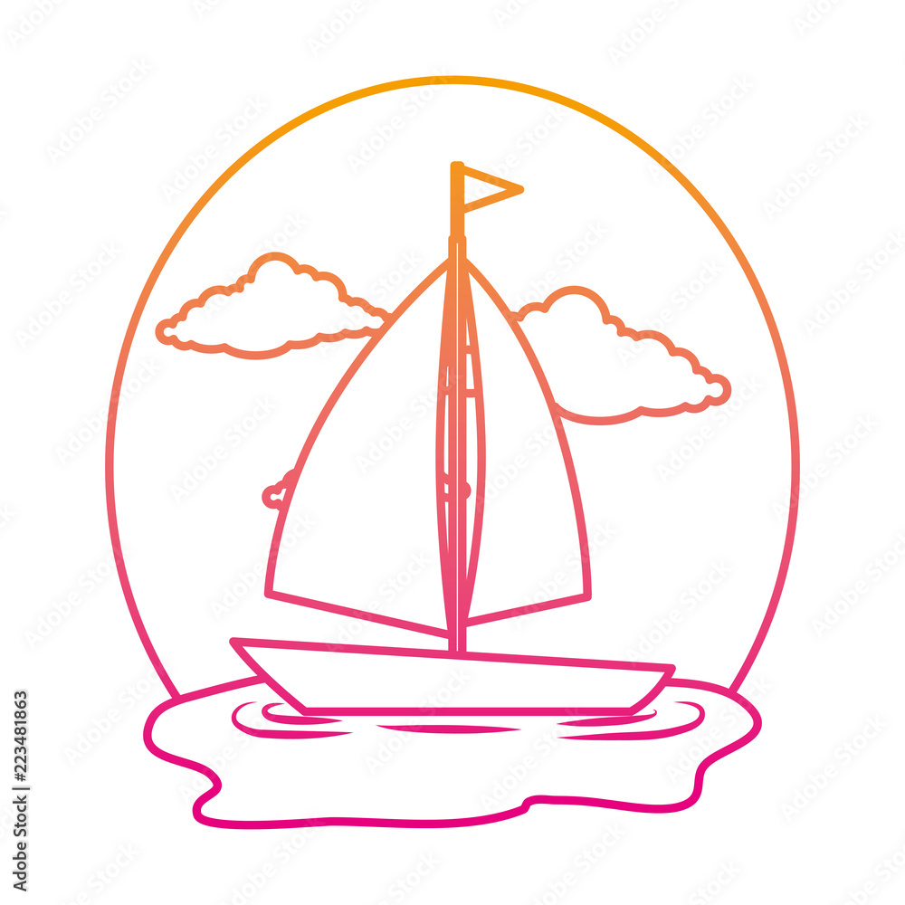 Poster sail boat on the sea