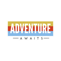 Obraz premium slogan ADVENTURE AWAITS phrase graphic vector Print Fashion lettering calligraphy