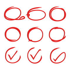 vector circle highlighter and check mark symbol