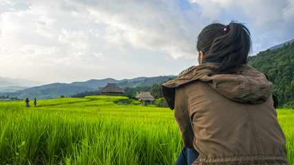 A woman travel in the field of folklore, Thailand.