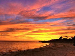 Fototapeta na wymiar Sunrise at Beach on Phillip Island, Australia