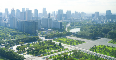 東京風景・丸の内から望む霞ヶ関　国会議事堂方面