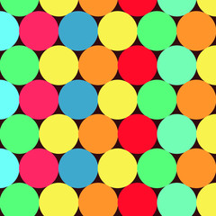 Pattern, ornament for the cover. Vector. Retro style. Colored circles on a dark background. Background for your design layouts.