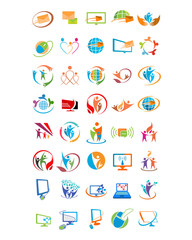 variation mixed technology computer image vector icon logo symbol set