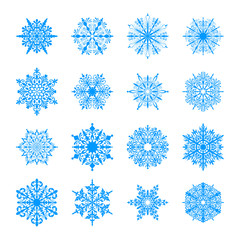 Creative lacy ornamental hand drawn snowflake set. Decorative element collection for witer background, card, banner, invitation, tag and other.