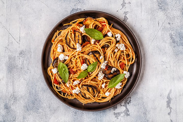 Pasta alla Norma - traditional Italian food.