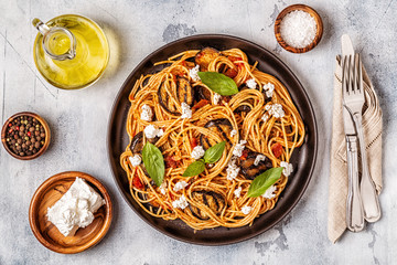 Pasta alla Norma - traditional Italian food.